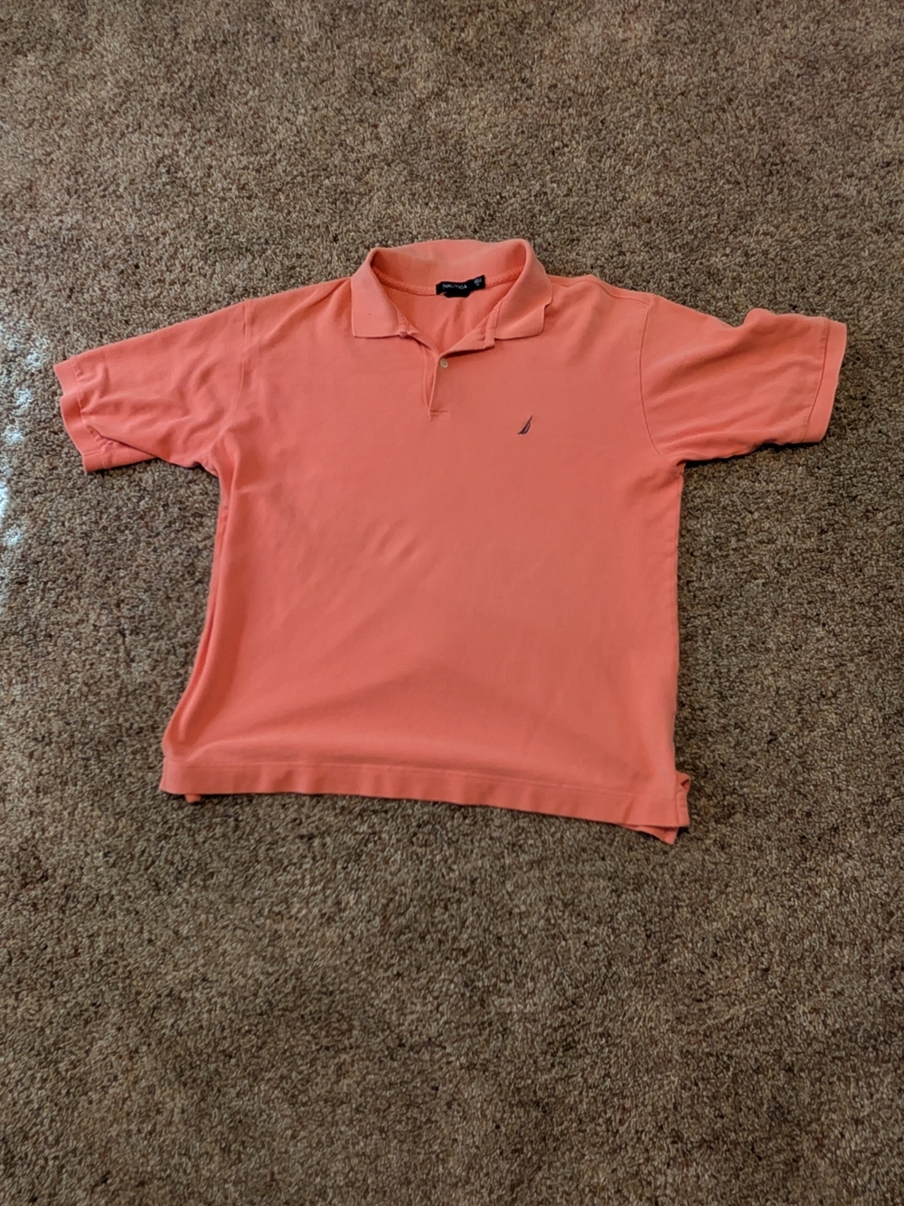 Mens Vintage 90s Made in Canada Nautica Polo Medium Salmon Pink Coral SZ medium